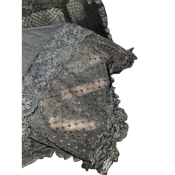 2/$35 POL Black Sheer Lace Witchy Goth Whymsical Bell Sleeve Oversized Blouse S - Picture 8 of 9
